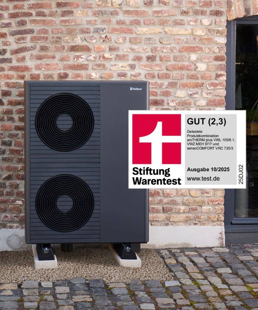 Vaillant aroTHERM plus /8.1 mit Stiftung-Warentest-Siegel GUT (2,3), Ausgabe 10/2025
